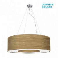 Distribuidor - Lâmpadas Diversas | Colgantes Moderno | COLGANTE GRANDE HAITI 4XE27 CROMO/MADERA CLARA REGX80X80 CM Ref: 051998084